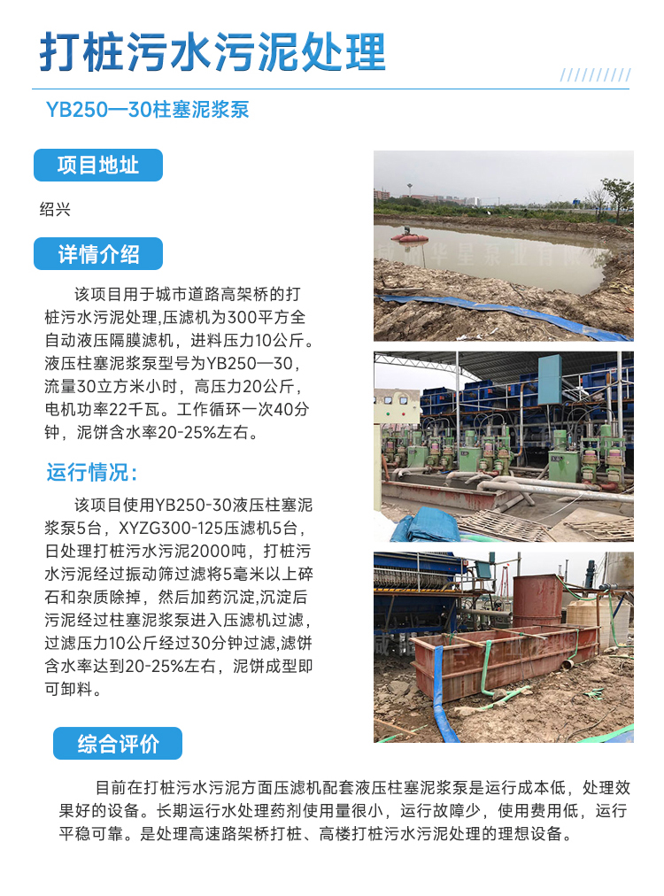 柱塞泥漿泵打樁污水污泥處理